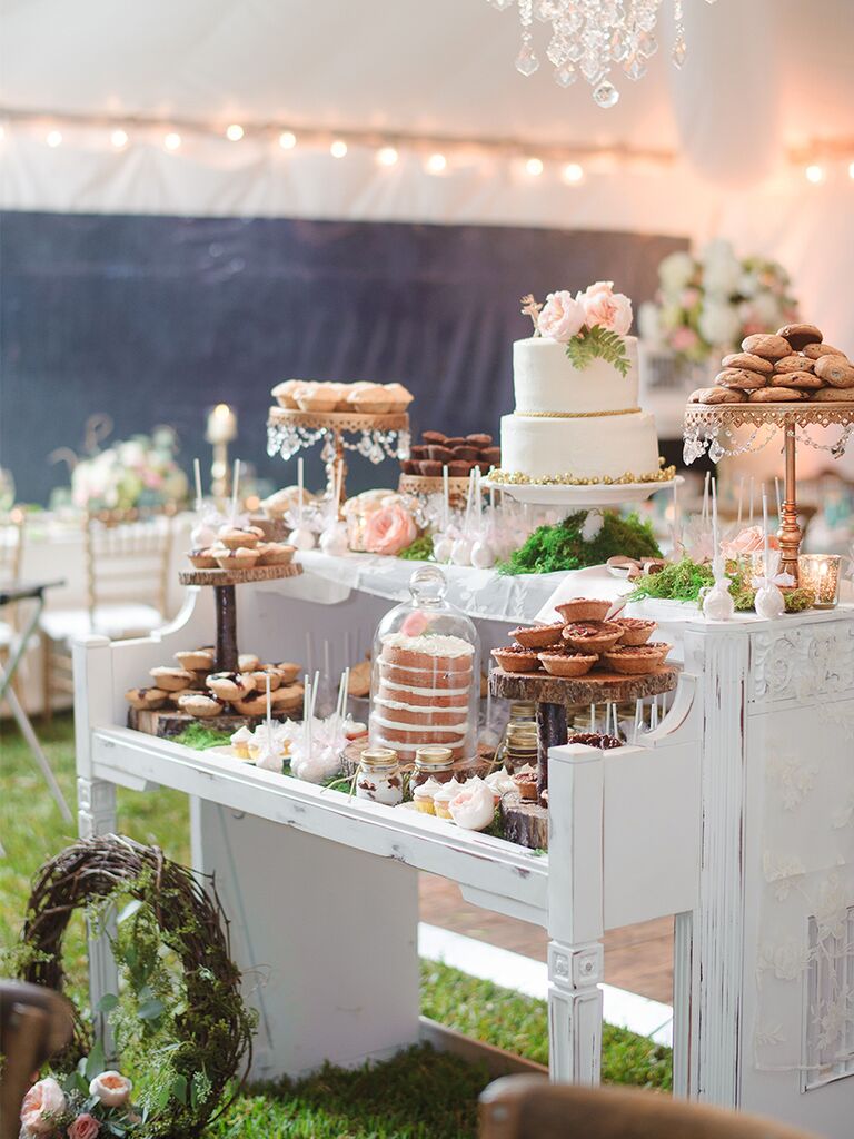 Dessert grazing table at wedding