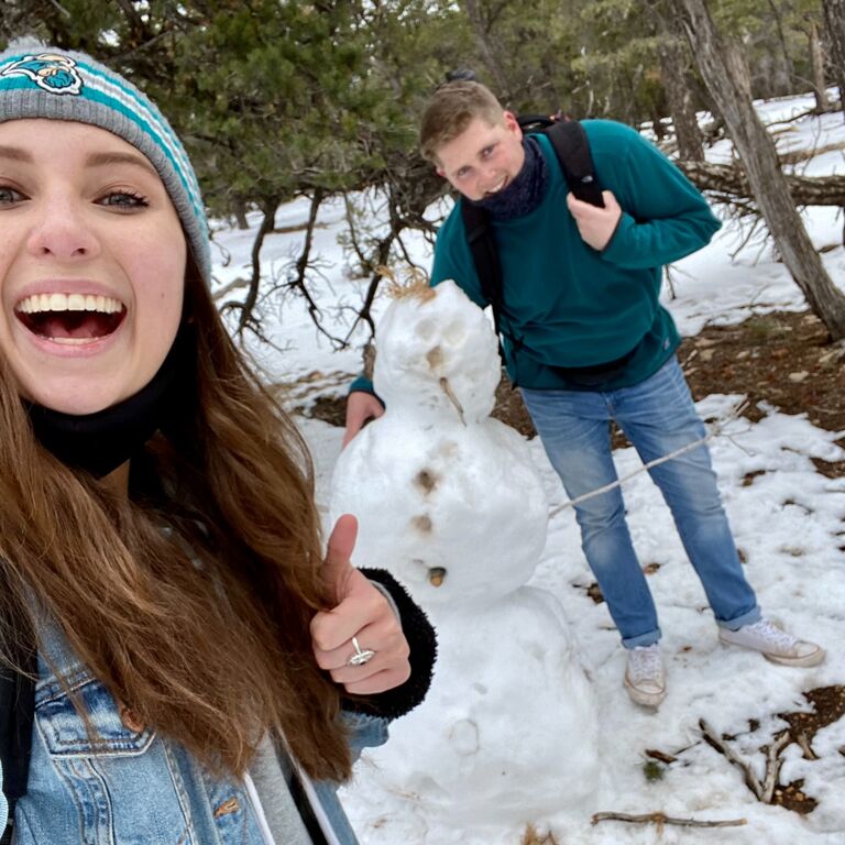 Chillin' with our frosty friend in the grandest canyon