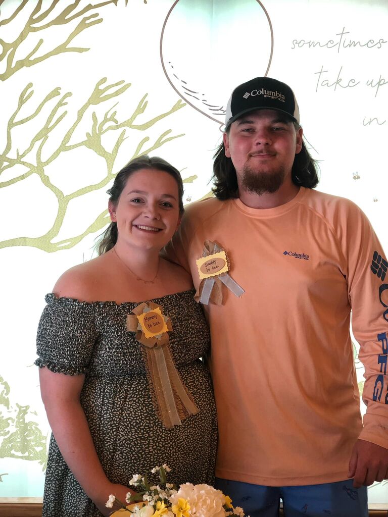 Together celebrating their son's baby shower.