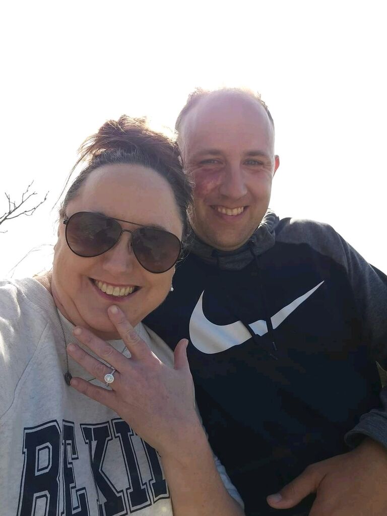 We got engaged at Klondike Park at the end of a small overlook trail.  It oversaw the Missouri River.   We were both excited as we closed on our brand-new house that same day!