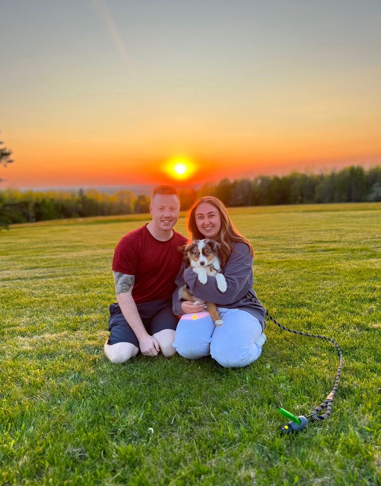 Three days after they got engaged, they adopted their puppy Odiin. What a week.