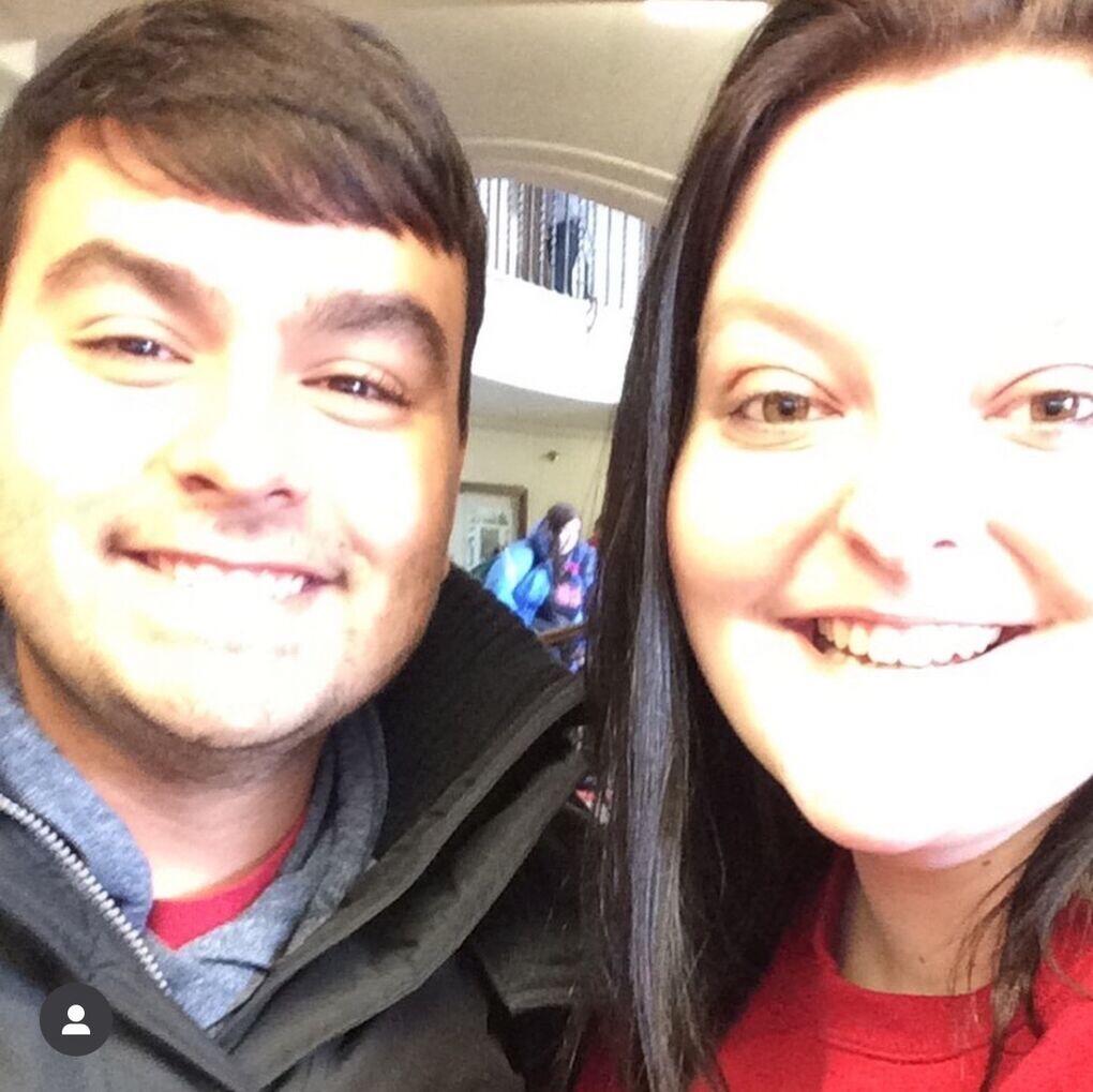 Savannah and Colin went to college together at Iowa State University and met for the first time (in person) on February 8th, 2017. They had known of each other for several months through a mutual friend. Savannah was eating lunch in the Trophy Room at the Memorial Union when she looked up and saw Colin walking past her table. She immediately pointed at him and yelled, "Colin!" and then he just raised his hand to wave and said, "Hi." They chatted for a few minutes, took a picture together to send to their mutual friend (picture below), and added each other on Snapchat!