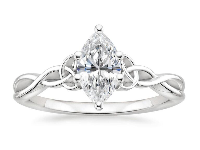 brilliant earth 18k white gold marquise diamond engagement ring with celtic twist white gold band