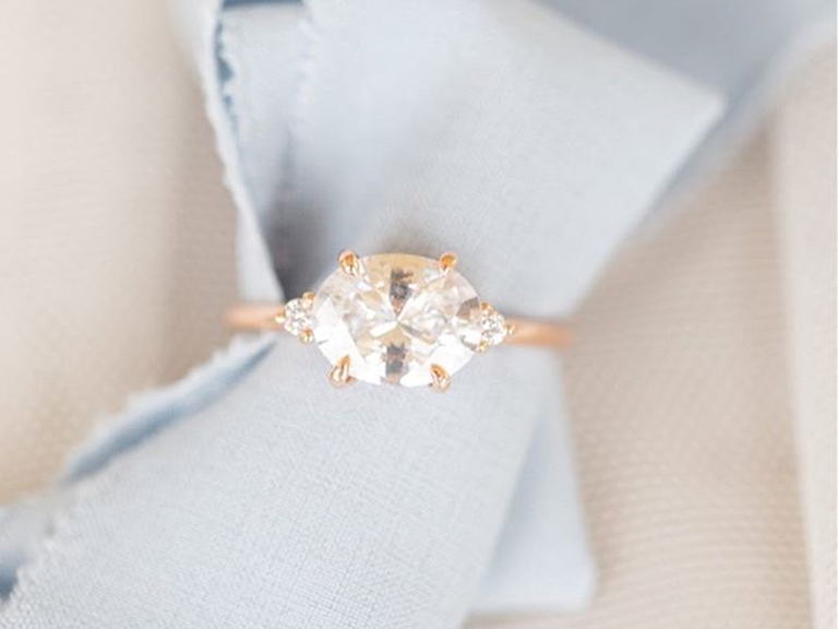 Oval east sale west engagement ring