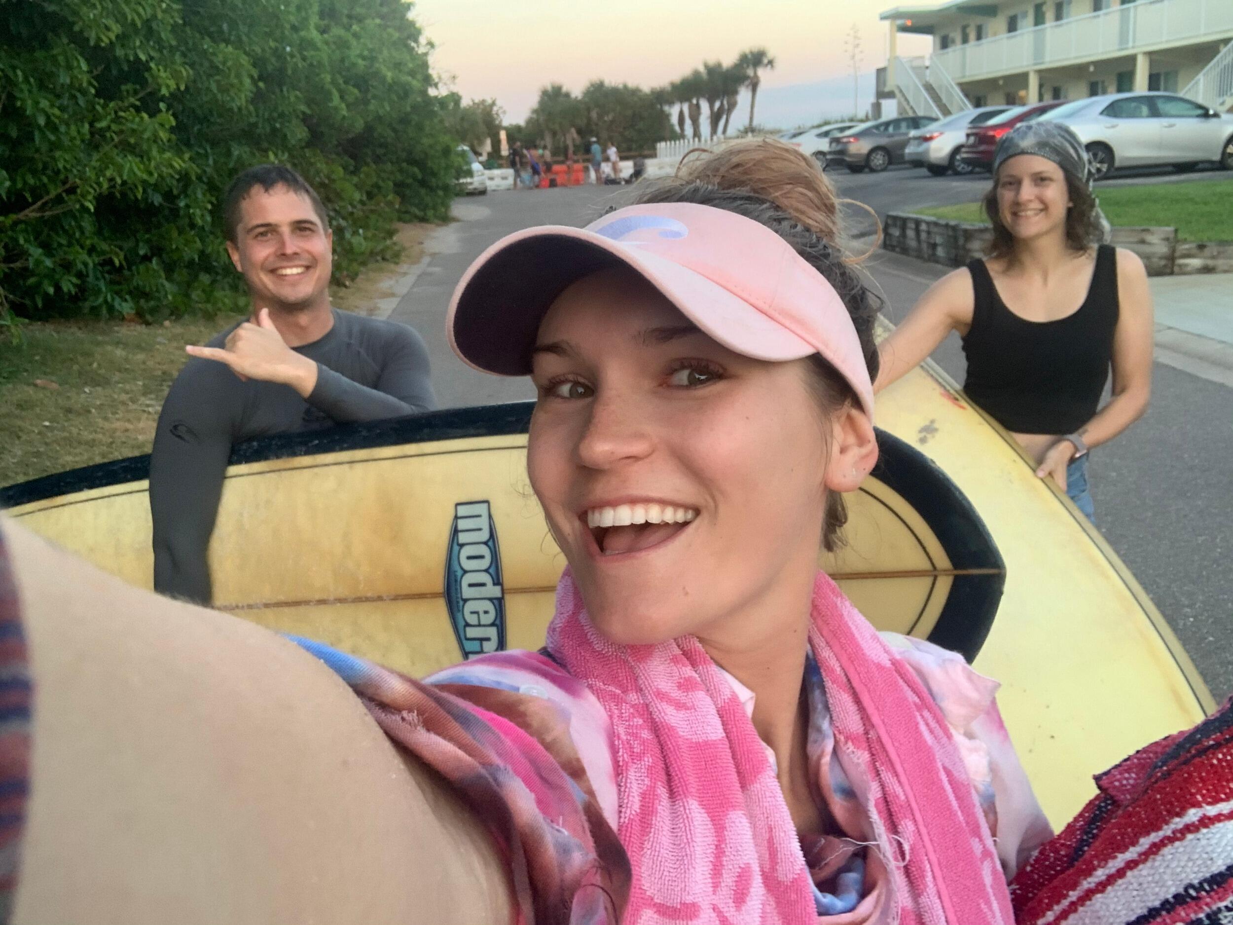 Scott brought Hannah & Madison out surfing for their first time during the quarantine! (Still just friends... come on now Hannah, have you not caught on yet?!?) 