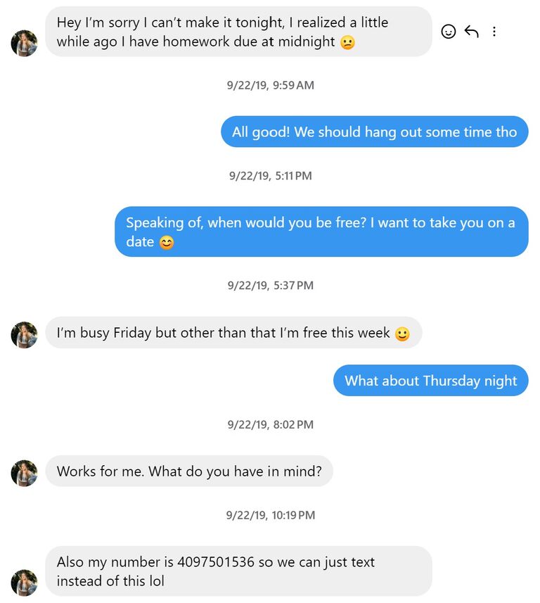 Luckily, Kyle didn't give up and Alyssa didn't either. Kyle tried again after Alyssa couldn't come to a party and Alyssa finally had it when she said, "JUST TEXT ME"