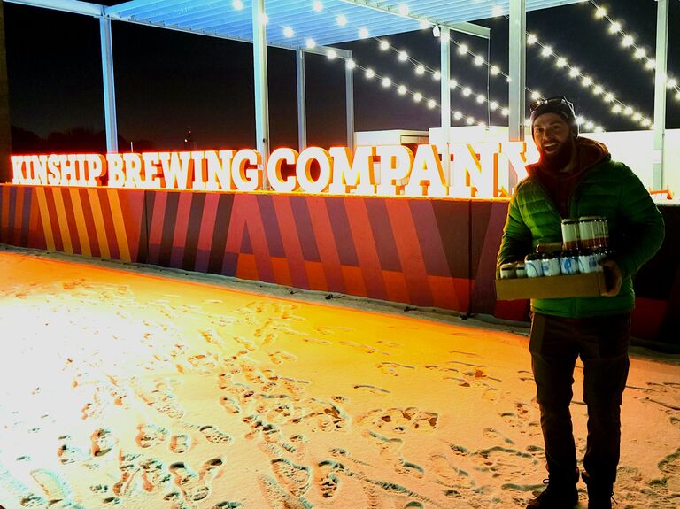 Brett didn't mind visiting Iowa and trying the local restaurants/breweries :)