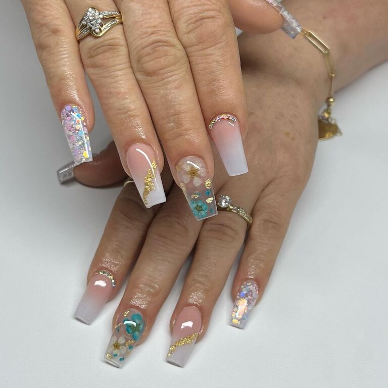 Multi embellished bridal nail inspiration