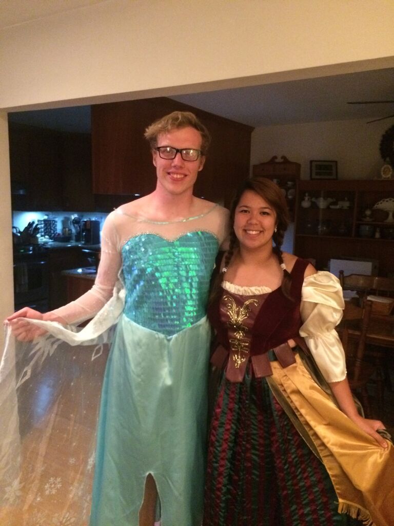 At the peak of the Frozen hype - they dressed up as Ana and Elsa
(Courtesy of their employer, Costume Corner)