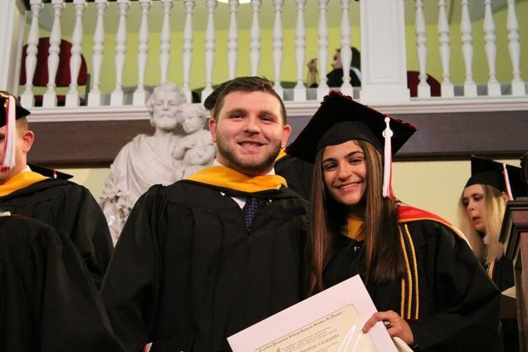 The day they graduated Chestnut Hill College together.