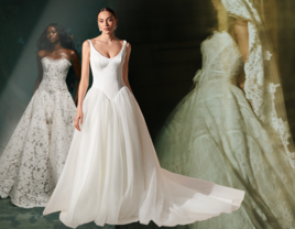 Collage of new wedding dress styles from New York Bridal Fashion Week