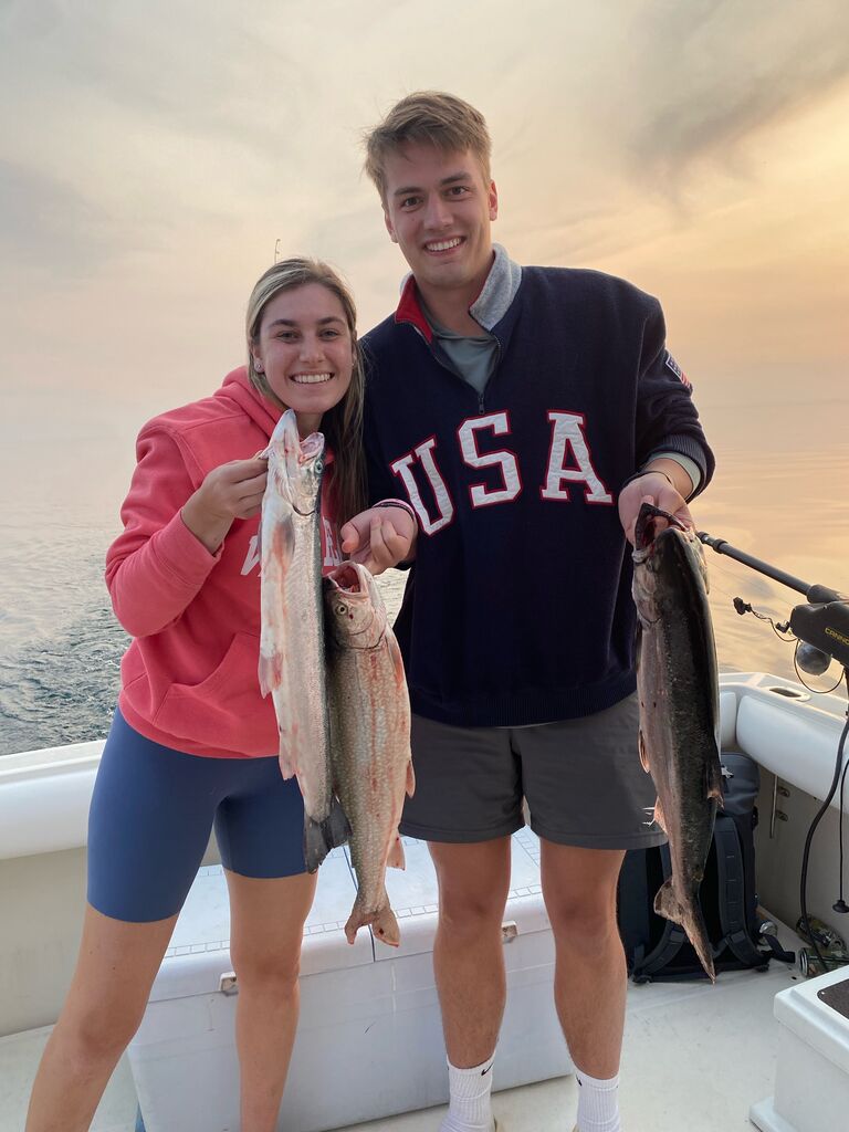 A fishing trip where Jake had to show me how to hold a fish.