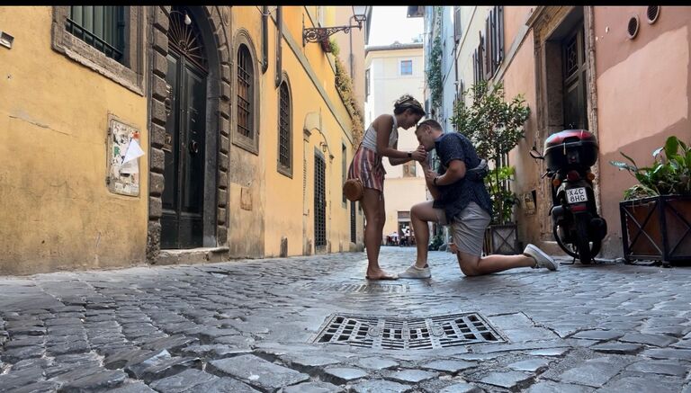 In July of 2022, we went on vacation to Italy, where Evan FINALLY popped the question outside of our airbnb in Rome. We spent the rest of the week celebrating across Italy and brainstorming how we could make our destination wedding dreams happen here. 