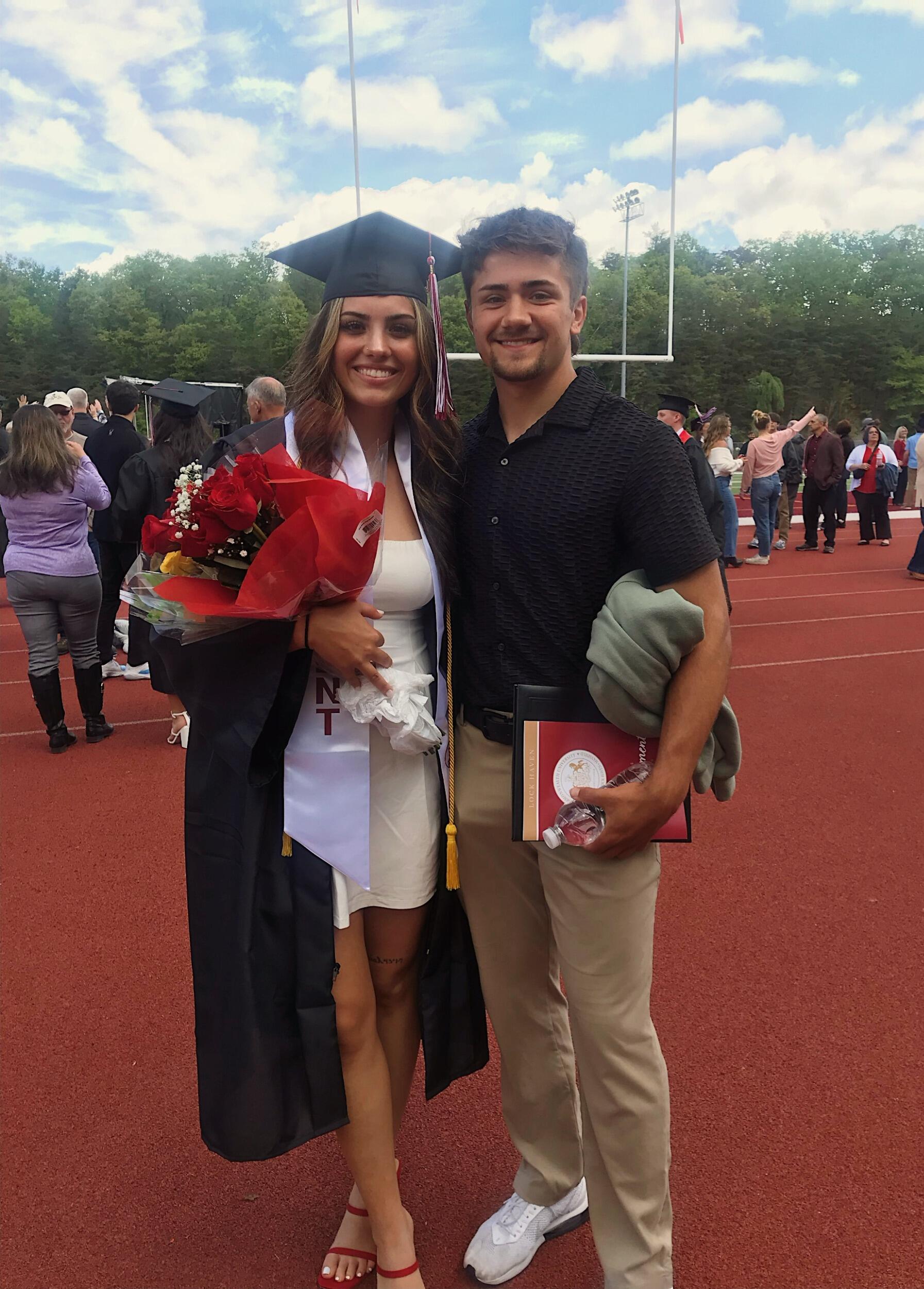 Jada graduated from Lock Haven a year before Austin. Austin was right there to cheer her on, as he always is!