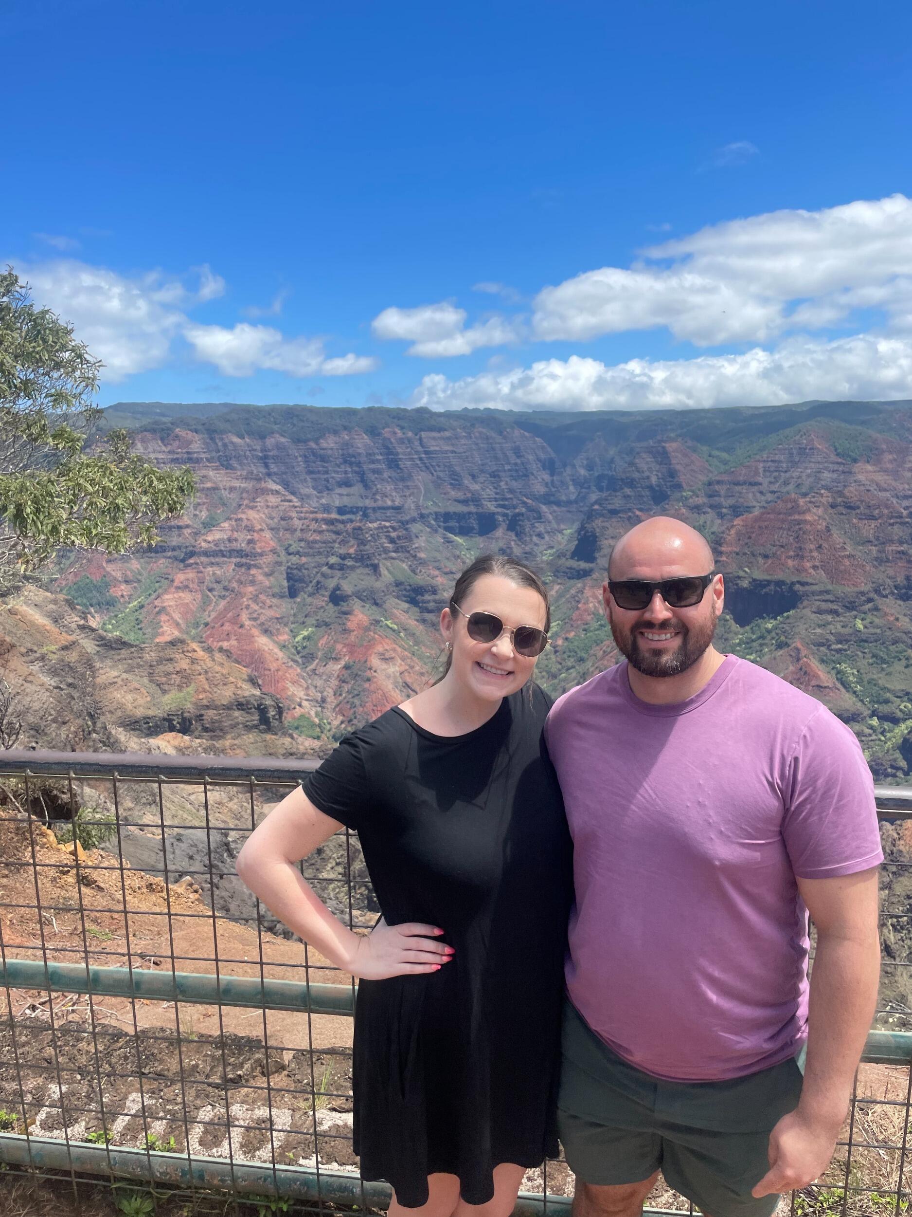 We visited Hawaii with Evan's mother and brother and had the BEST time! Here we are at the Waimea Canyon! 