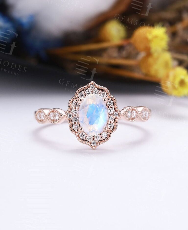 Moonstone halo deals ring