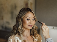 Bride at her hair and makeup trial 
