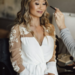 Bride at her hair and makeup trial 