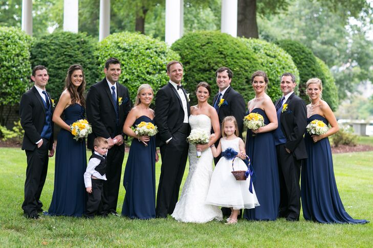 navy bridesmaid black tux