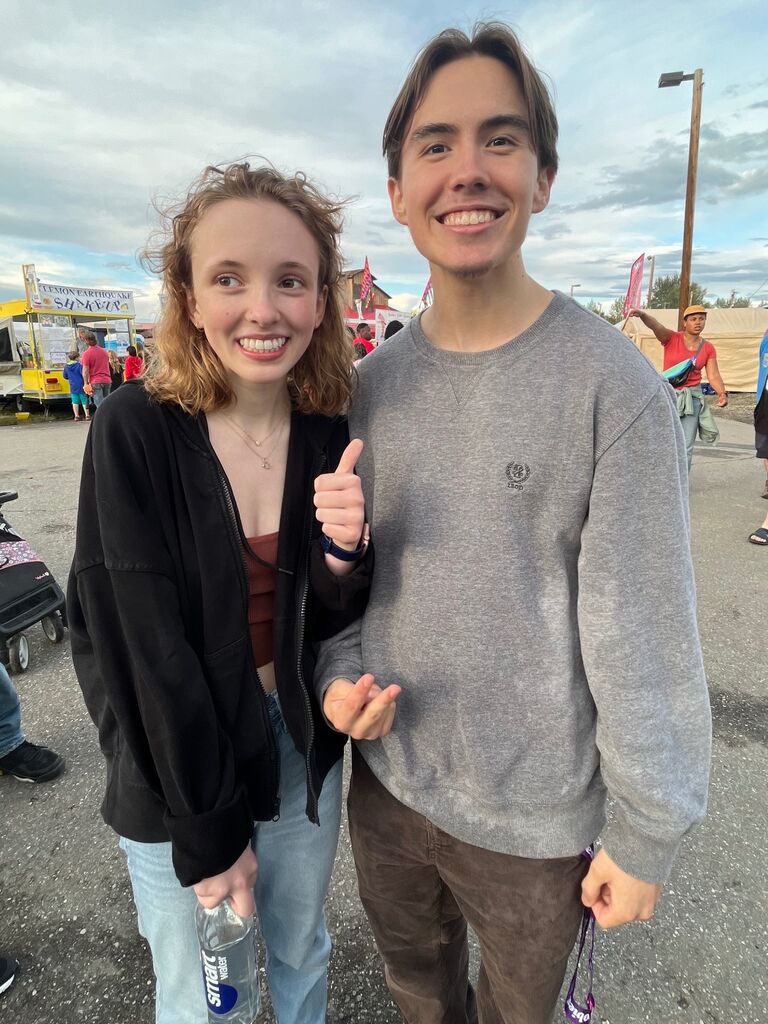 The first ever photo of us, taken on our first date (we were very nervous).