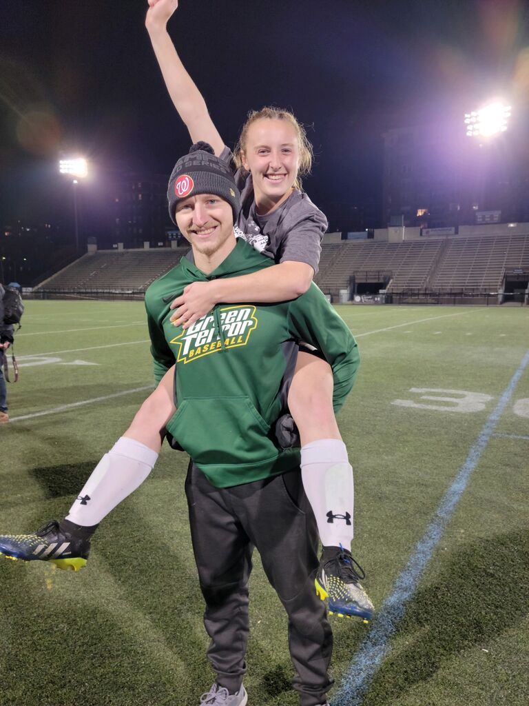 DJ and Sara celebrated the McDaniel Women's Soccer team winning the program's first ever conference championship. DJ watched as the Green Terror beat Franklin and Marshal in a penalty shootout and earned a spot to the NCAA tournament her senior year. 