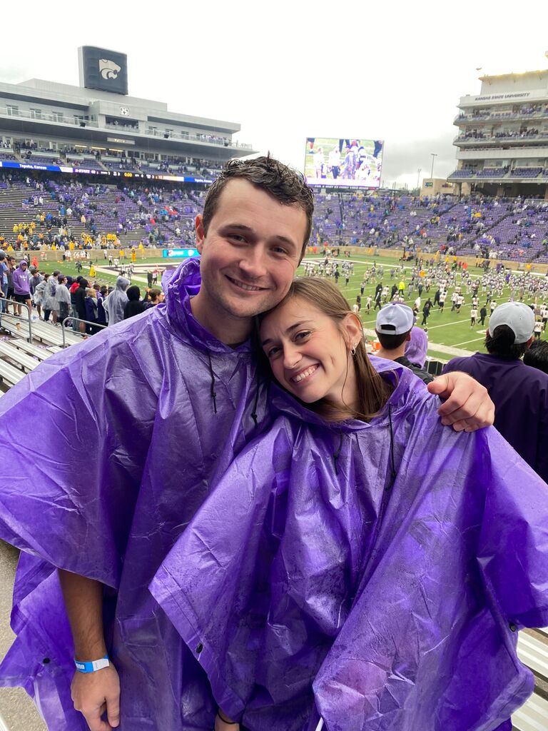 A rainy game, and Kylee is still fighting a losing battle in converting Kaden to be a Kstate fan. 