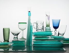 blue tableware