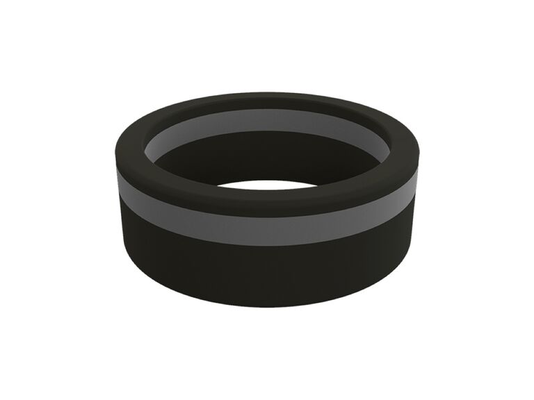 Pinstripe black and gray silicone wedding band