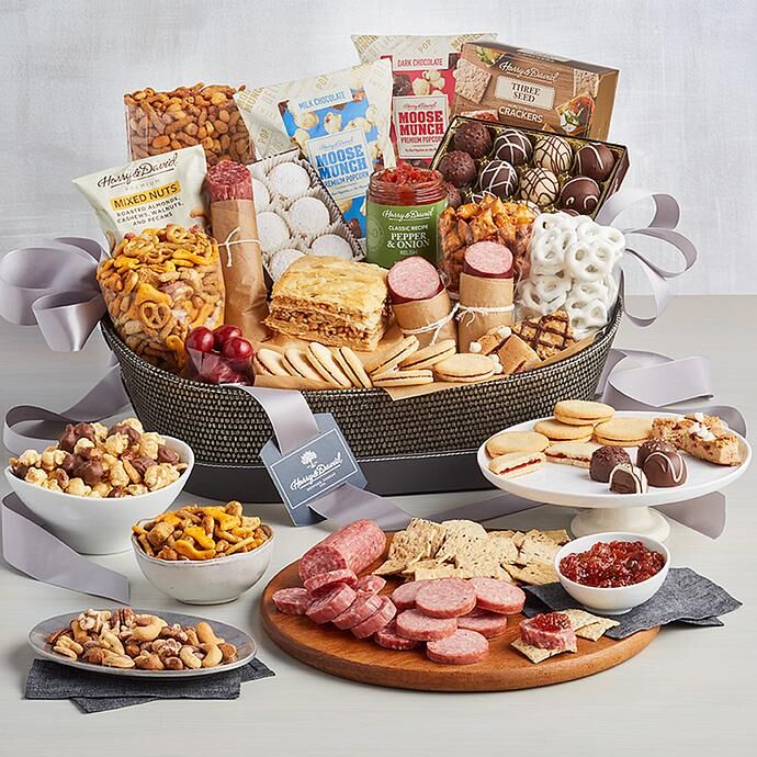 Snack basket featuring an array of gourmet treats thank-you gift