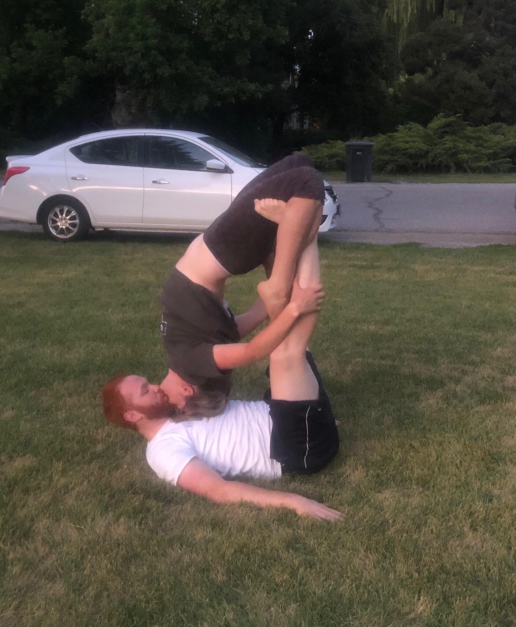 Matisse recently got into acro yoga and of course roped Aaron in.