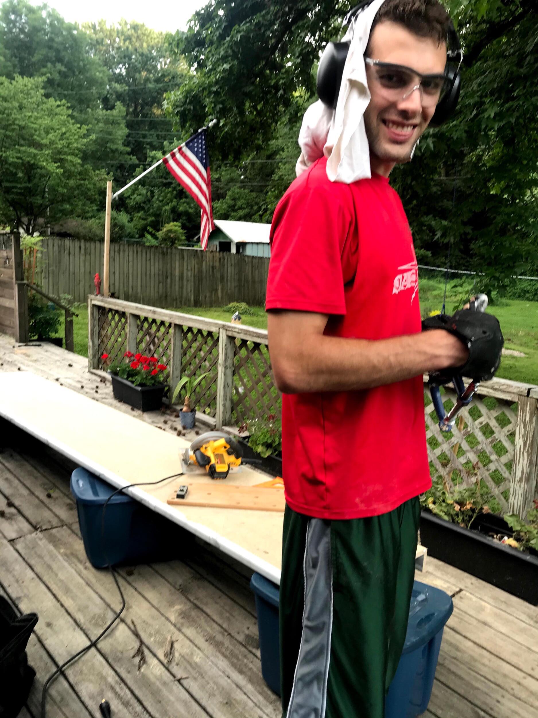 Tom managed to build hannah a table... and shelves... and benches... just because he loves her—-not to mention a plaque to remember this moment....