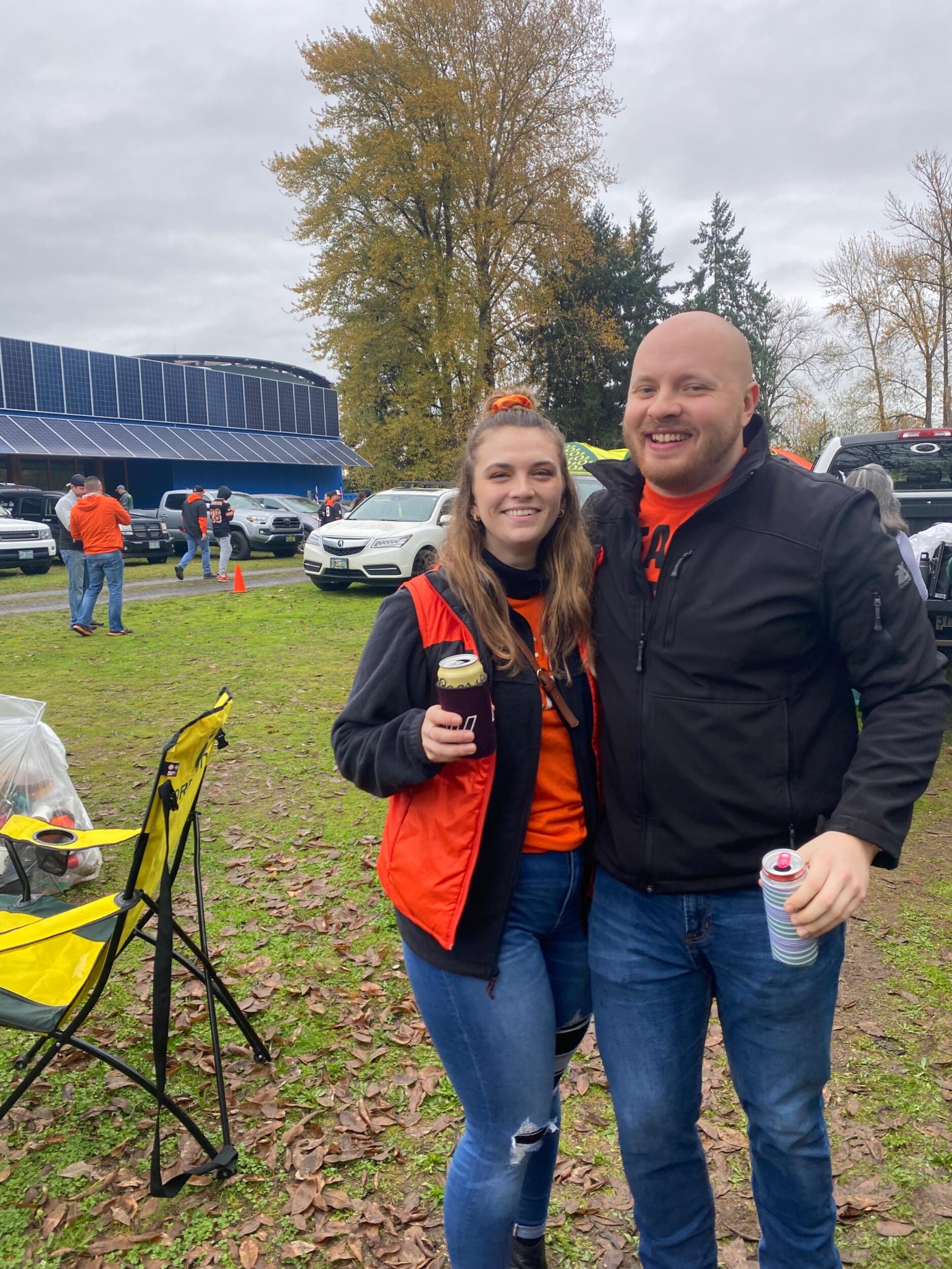 Reilly's first tailgating experience at the Beavs vs Ducks yearly rivalry game. 