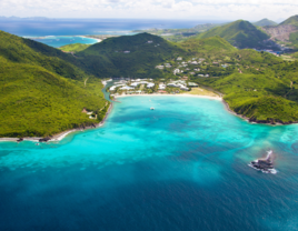 Aerial view of marina and resort in St.Martin