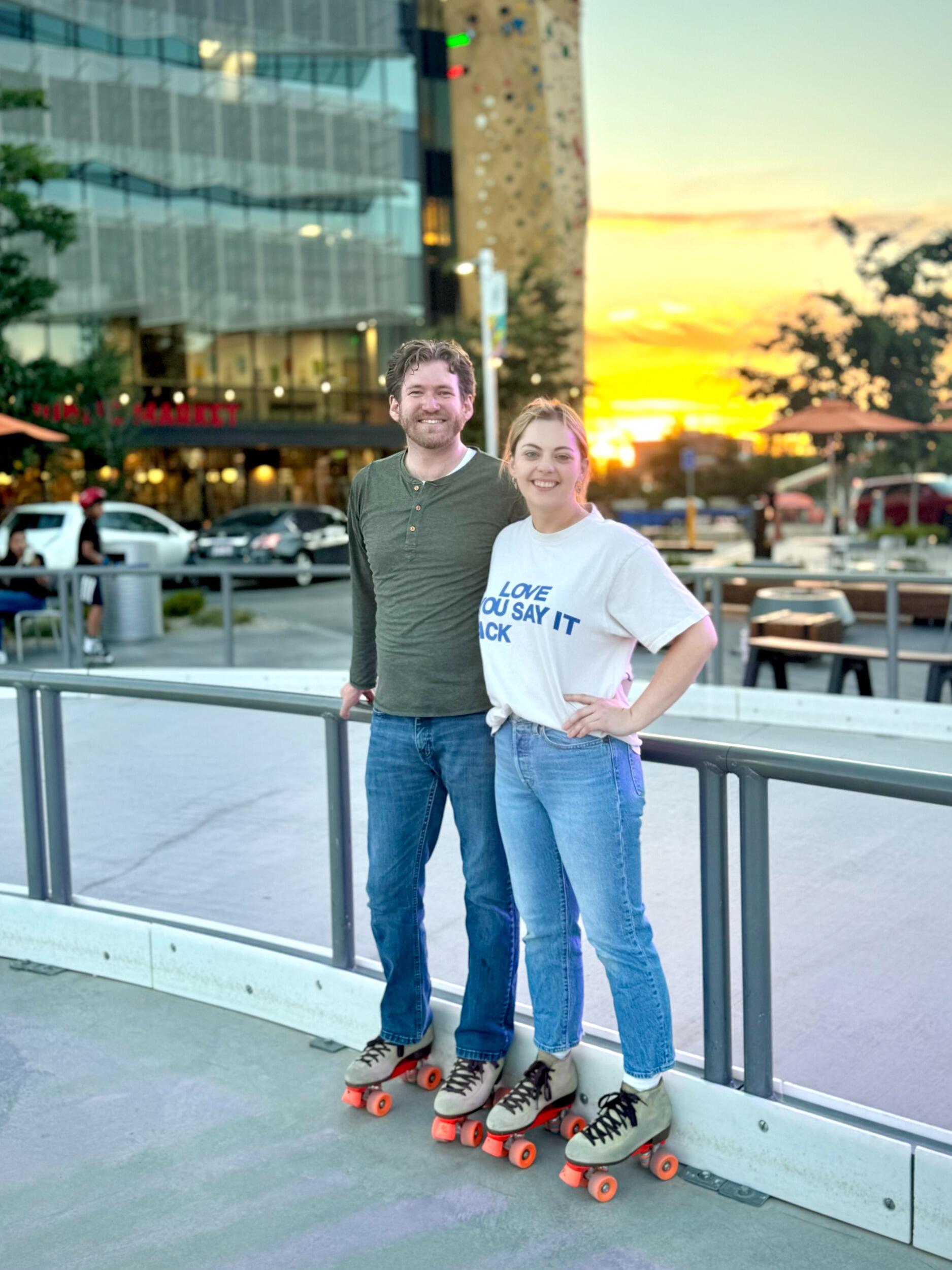 Learning to roller-skate at Millcreek Commons. 