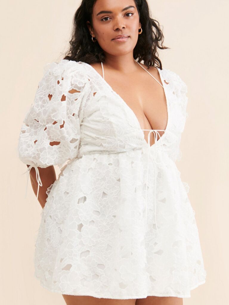 White hen party hot sale dress plus size