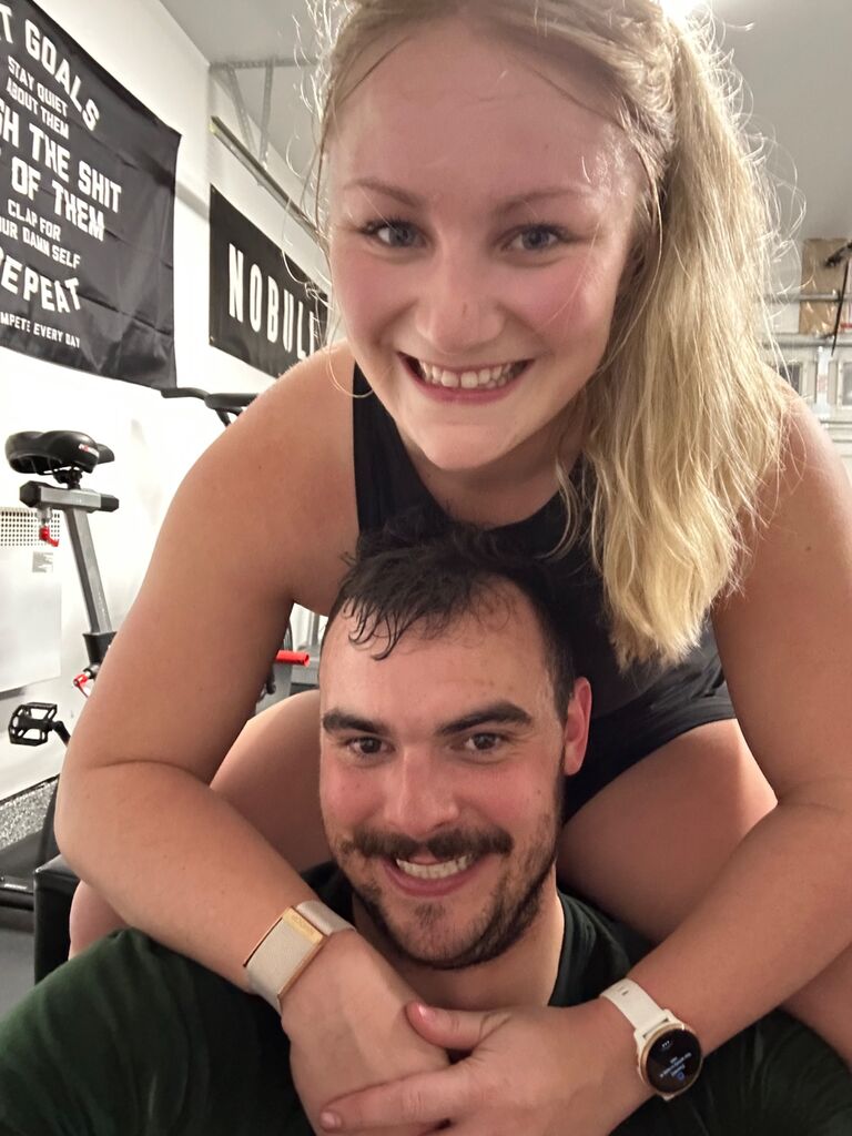 Darren started attending Danielle's Saturday morning workouts in her garage gym! She put him through some tough ones but they had fun and he also got to know her Maid of Honor Allison. 