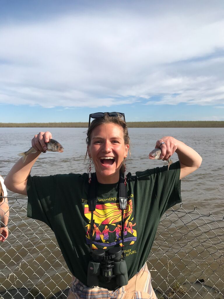 Back in Bethel, Kara survived April, a month-long blizzard, and was able to resume warm activities like fishing (smelting!) and birding. Connor clearly had a lot of influence on her with the fishing...