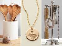 Collage of four five year anniversary gift ideas