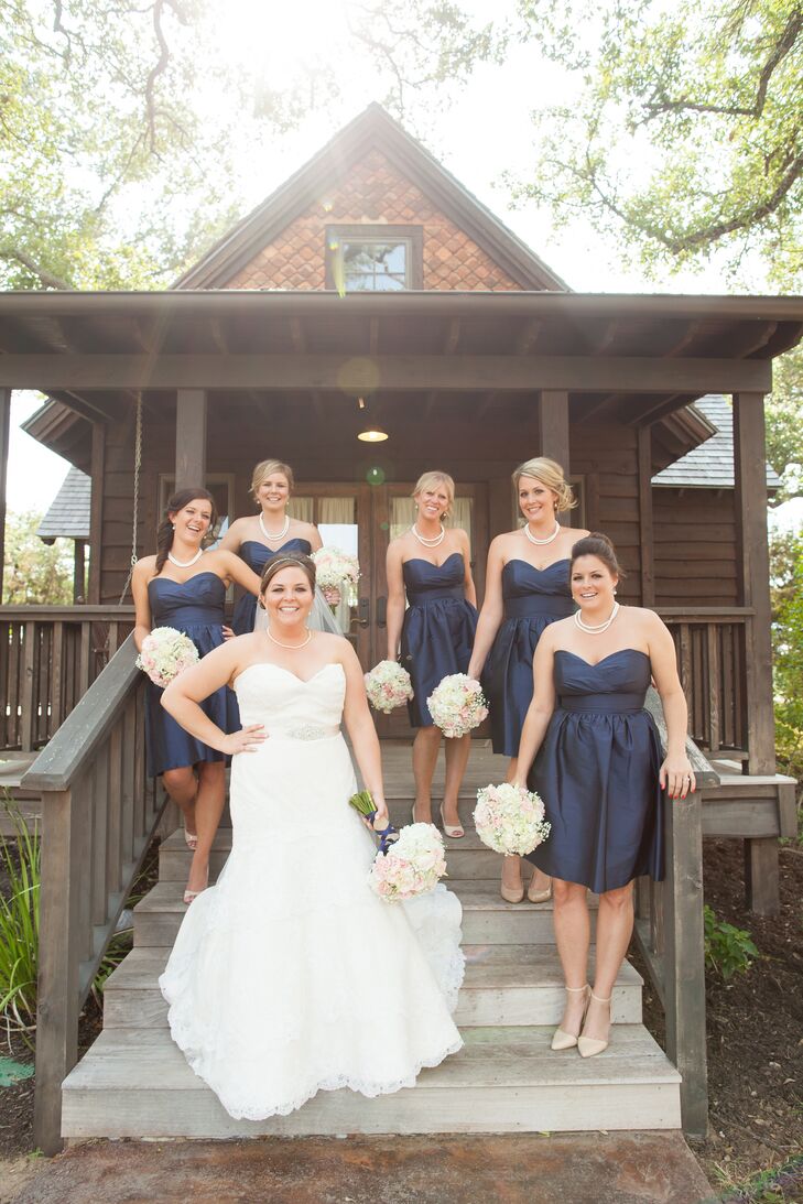 navy sweetheart bridesmaid dress