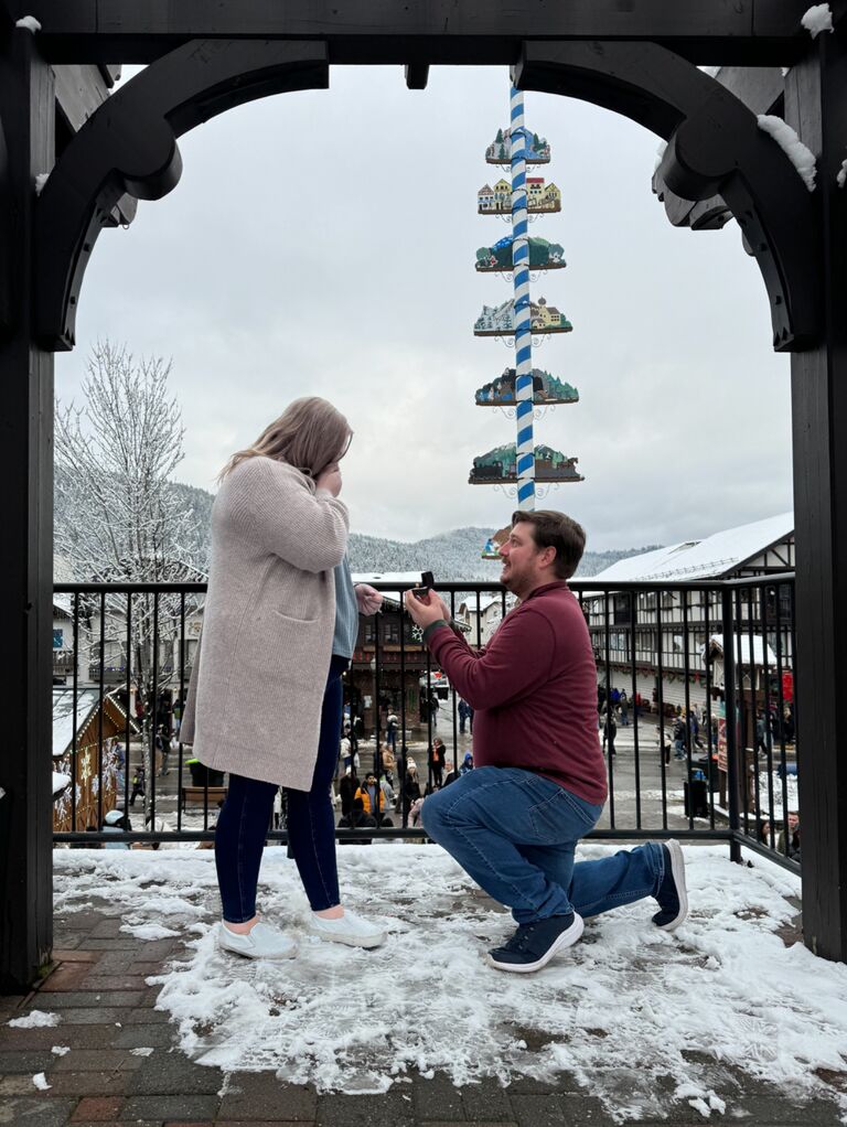 After spending Christmas together with each of their families, Brian proposes in Leavenworth. She said YES!