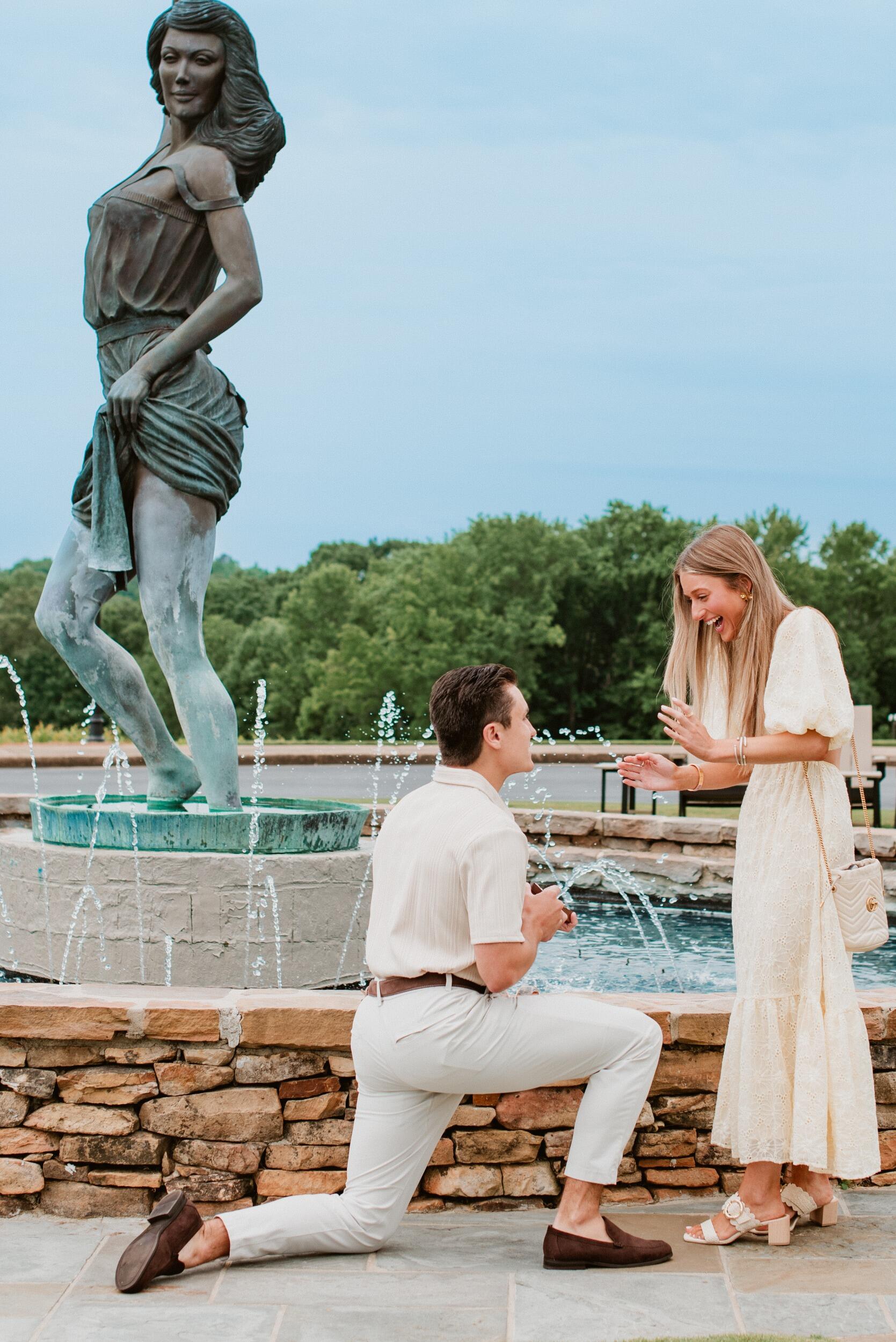 While on a weekend getaway at Chateau Elan, Lukas told SK that he had reserved them wine tasting tickets at the winery on the property. After arriving at the fountain for the "wine tasting," he popped the question! June 12, 2026 can't come fast enough! 