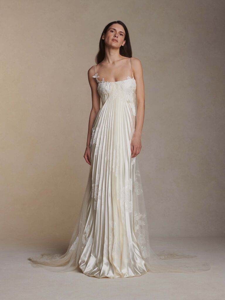 Pleated wedding dress from Danielle Frankel. 
