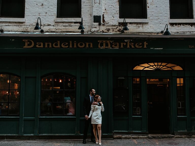 Engagement photo taken in downtown Charlotte
