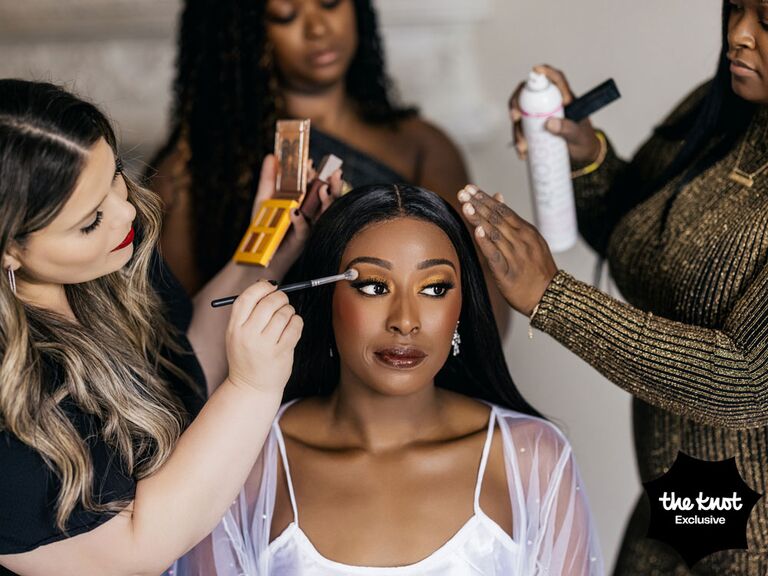 Chiney Ogwumike getting her wedding makeup done 