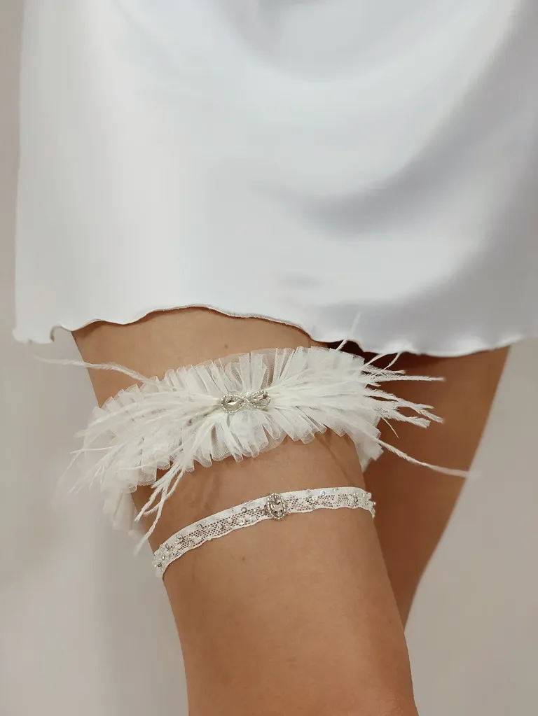 2 PCS Wedding Garter Set Black Bridal Lace Garter Belt Sexy Flower