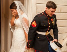 Viral photo of marine praying with bride on wedding day 