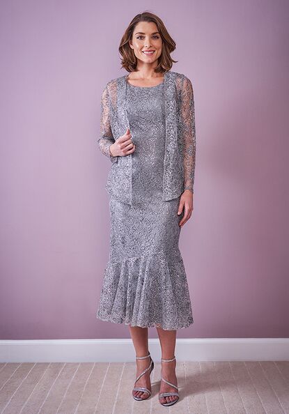 Mother of the bride outlet dresses gray tea length