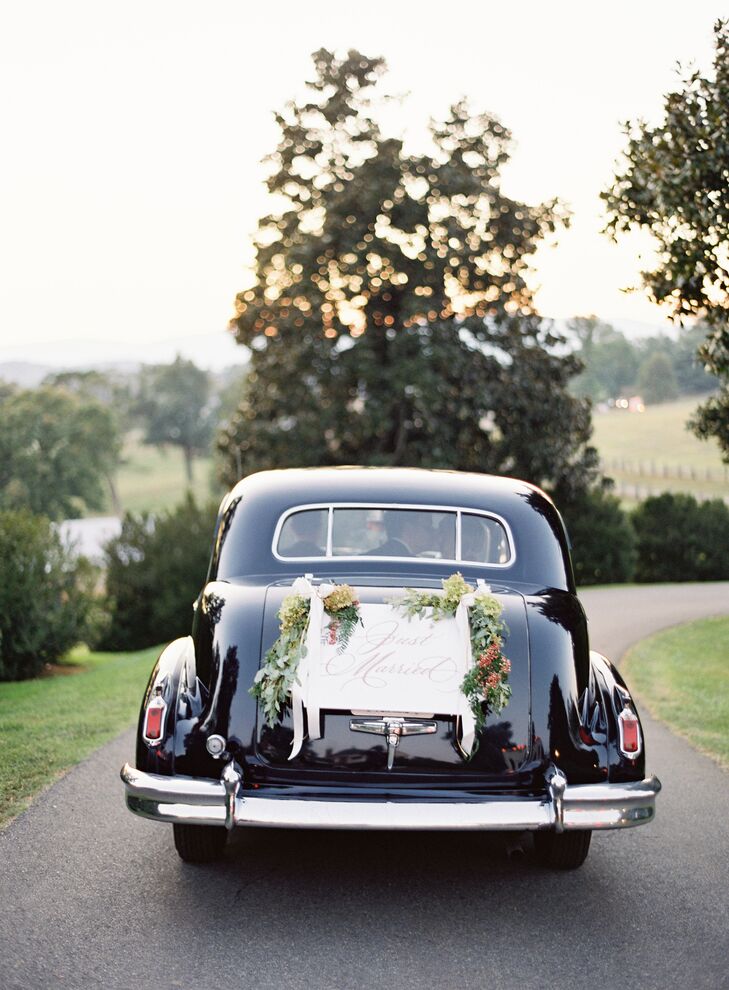 Vintage Wedding Car with Just Married Sign