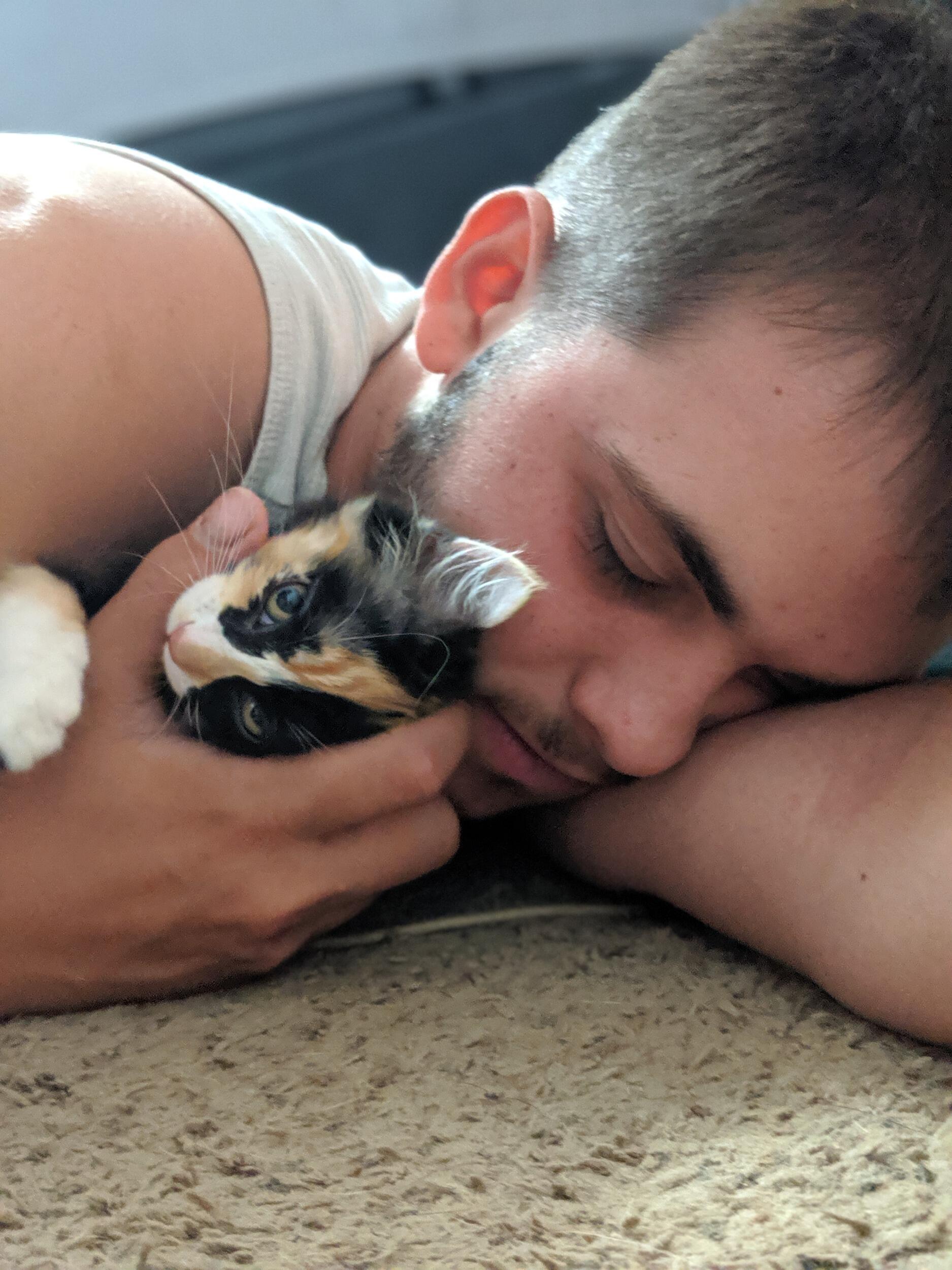 Spontaneously adopting the first of our many animals, our beloved Mocha. A little spicy, but with a lotta love.