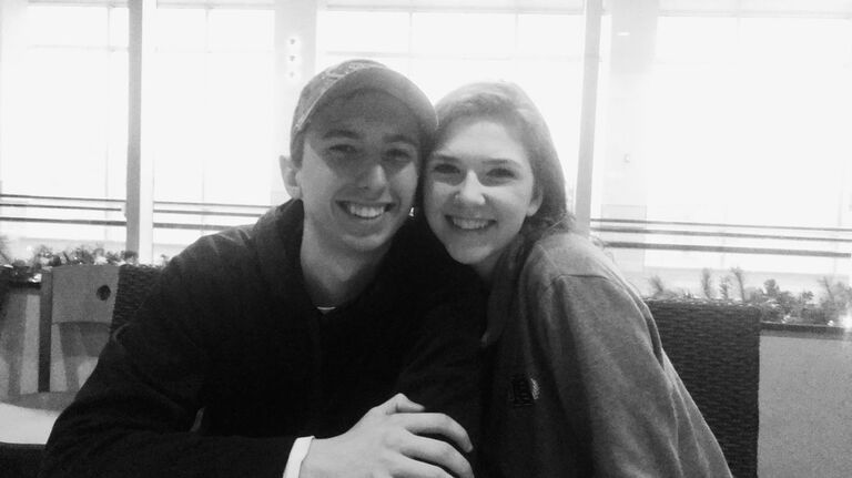 An airport picture before Nick headed back to school from Thanksgiving break.